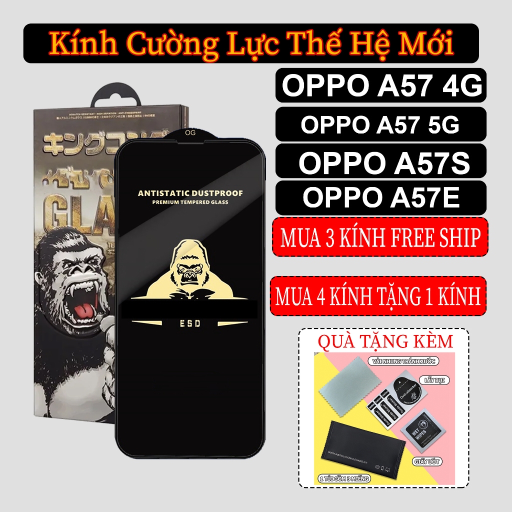 Kính cường lực full màn dành cho Oppo A57 4G, A57 5G , A57S , A57E - V CASE