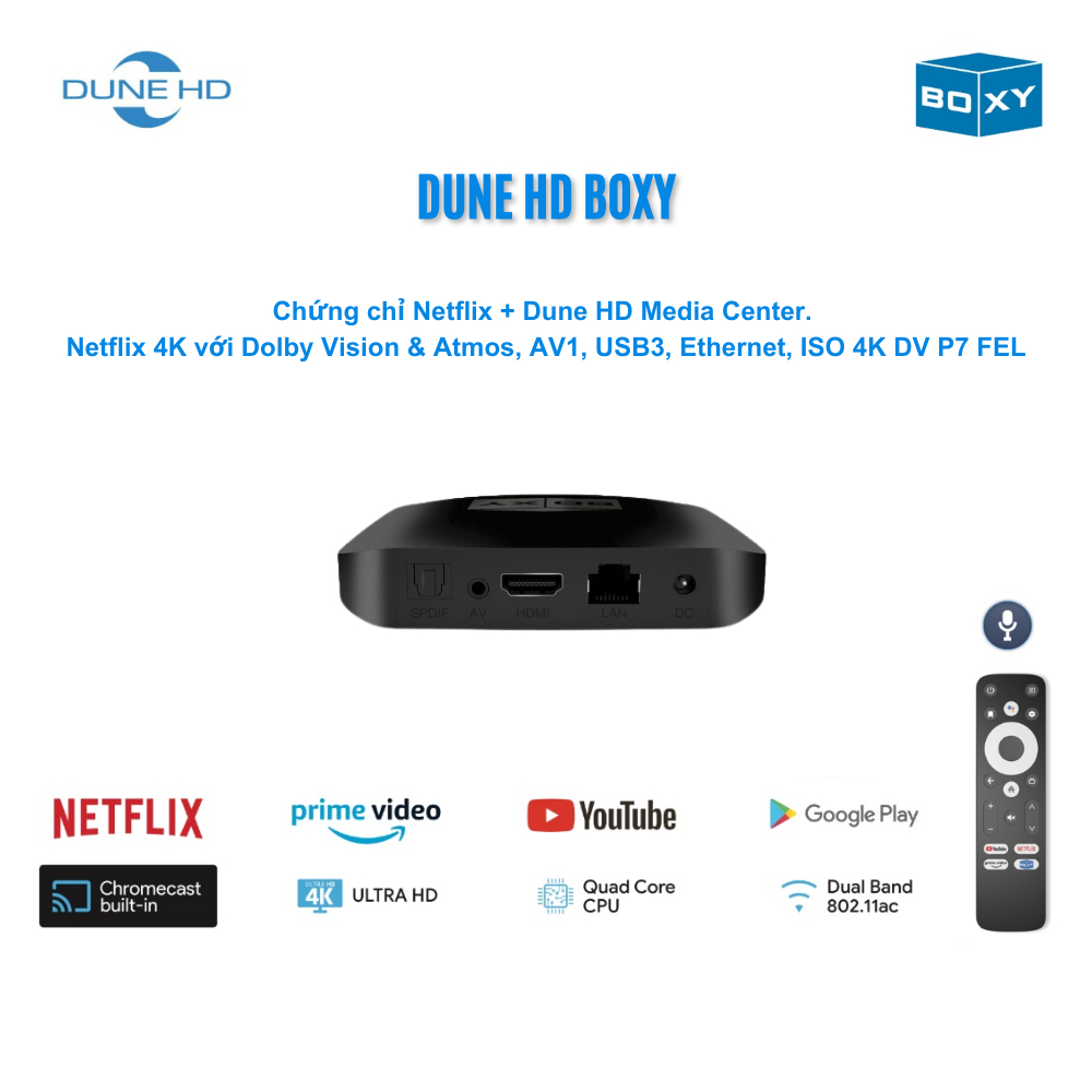 Android TV Box Dune HD Boxy - Dune HD Media Center | Chứng chỉ Netflix & Google, Dolby Vision, Atmos