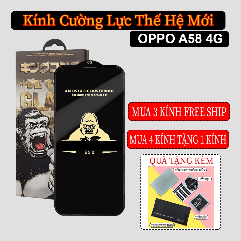 Kính cường lực full màn dành cho Oppo A58 4G - V CASE