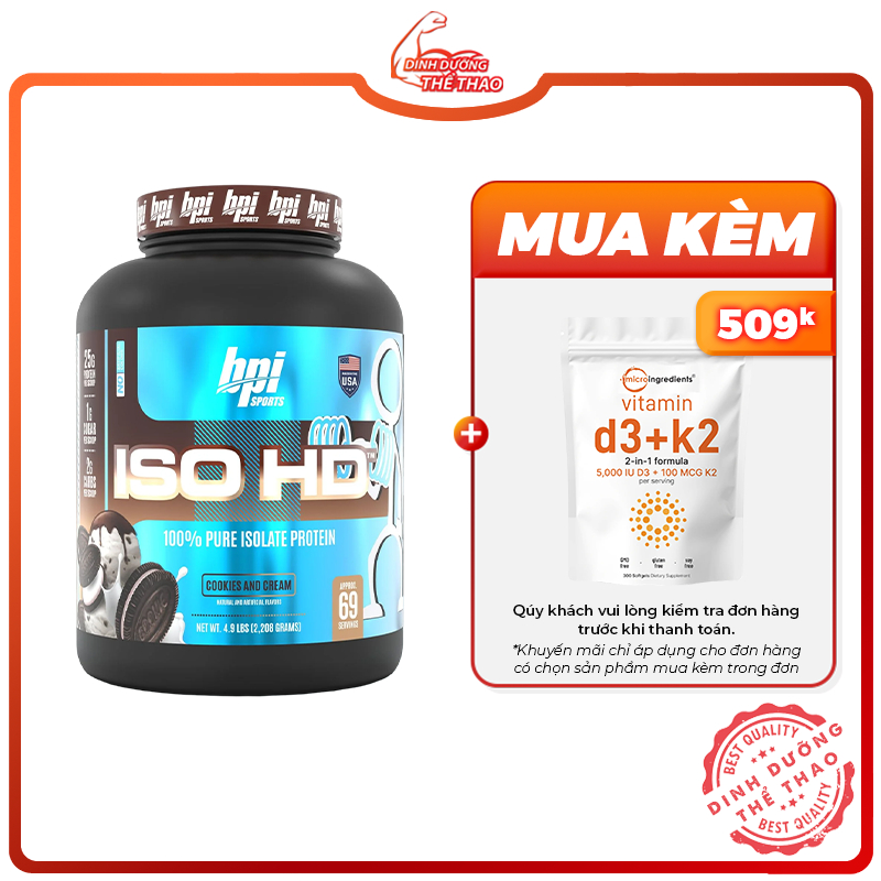 Bpi Iso Hd 100% Pure Isolate Protein 69 Lần Dùng | Sữa Whey Hỗ Trợ Tăng Cơ Bắp