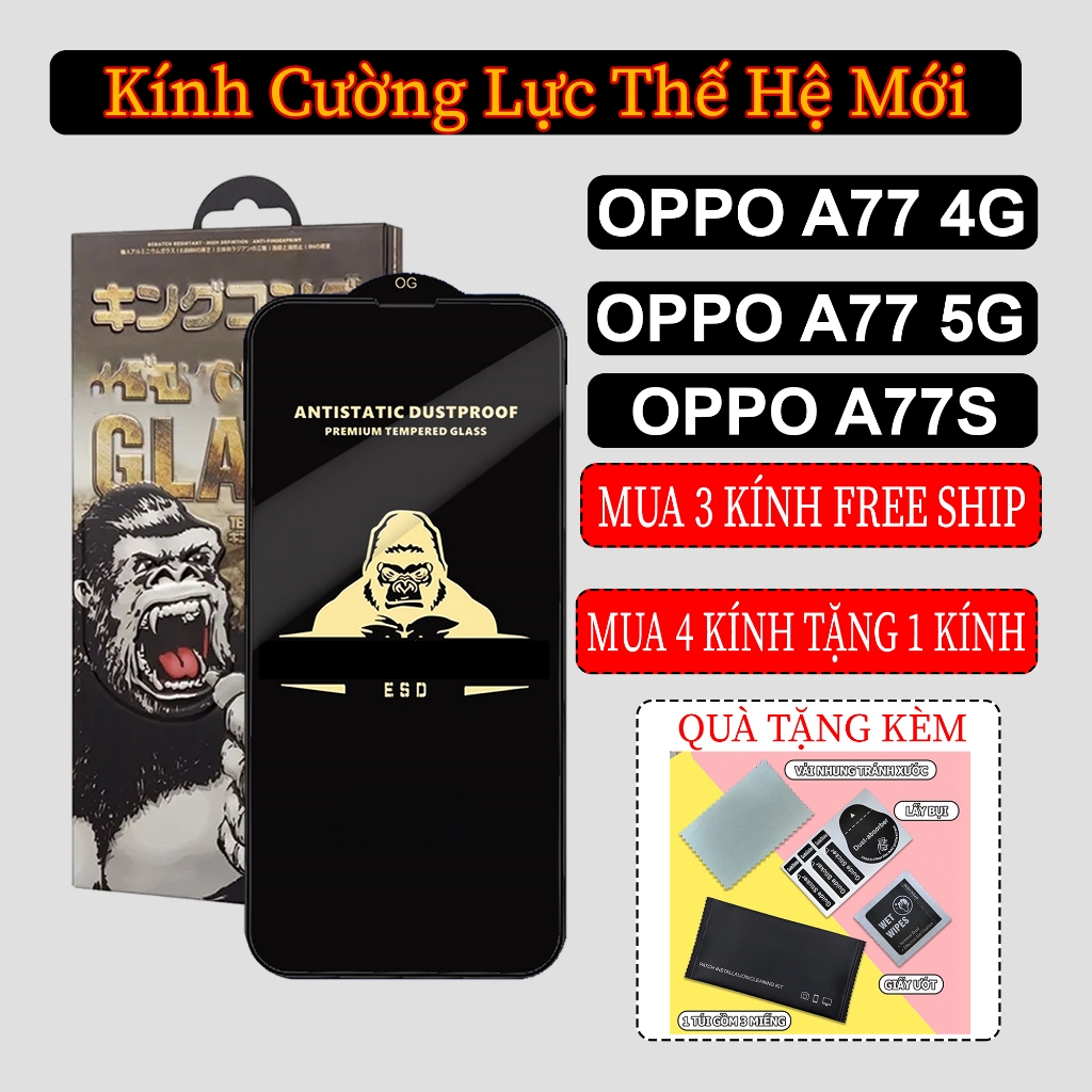 Kính cường lực full màn dành cho Oppo A77 4G , A77 5G , A77S - V CASE