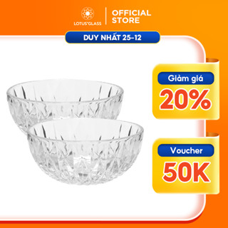 Bộ 2 bát tô thủy tinh cao cấp LOTUS GLASS VTC44B họa tiết kim cương dung tích 1580ml dùng để đựng canh, cơm