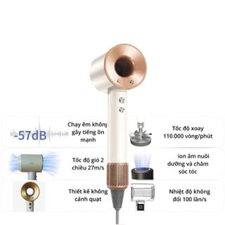  Máy sấy tóc OVIE H-1S bổ sung Anion ion âm giảm khô rối xấy tóc tóc tốc độ cao siêu mạnh không cánh không chổi than 