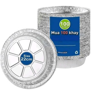  Combo 100 Khay Giấy Bạc 22cm Lót Nồi Chiên Không Dầu Lò Nướng Đựng Thức Ăn Thực Phẩm Tiện Lợi 