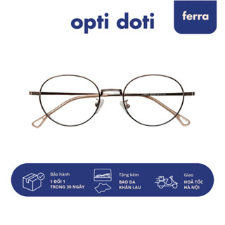 Gọng kính cận thời trang nam nữ FERRA dáng oval kim loại titan cao cấp unisex OPTIDOTI