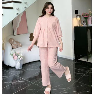 Đồ Bộ Bầu Dài Và Sau Sinh Thu Đông Hot Nhất 2025 Form Gọn Gàng Phối Cổ Tinh Tế Kẻ Caro Thêu - La023B