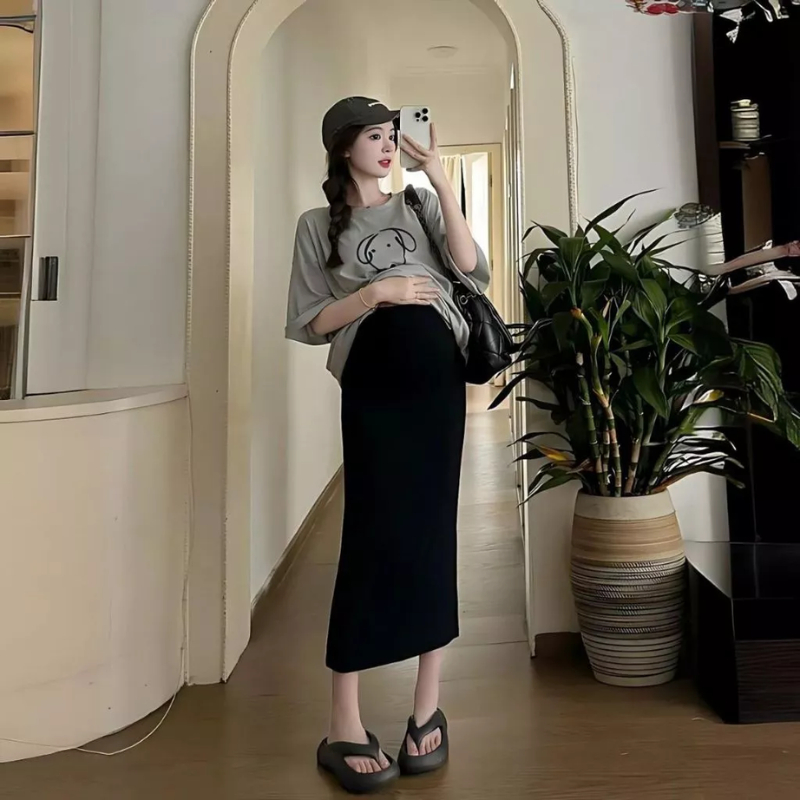  Chân Váy Bầu Body Thu Đông LAROSA Mẫu Hot Trend 2025 Chất Thun Tăm Mềm Ấm Dáng Dài Co Giãn LA96V 