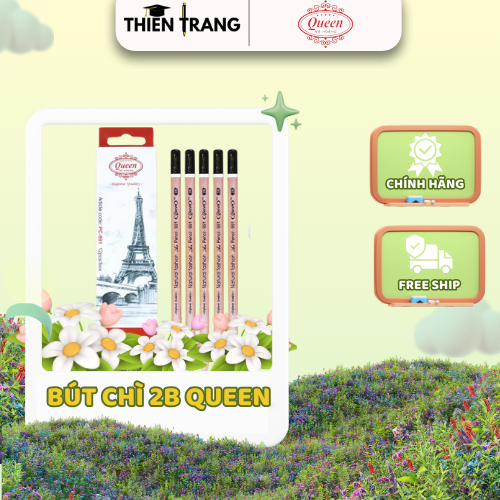 Bút chì 2B Queen - Ruột bút đậm, Cứng cáp - 2B Art Pencil - PC-991