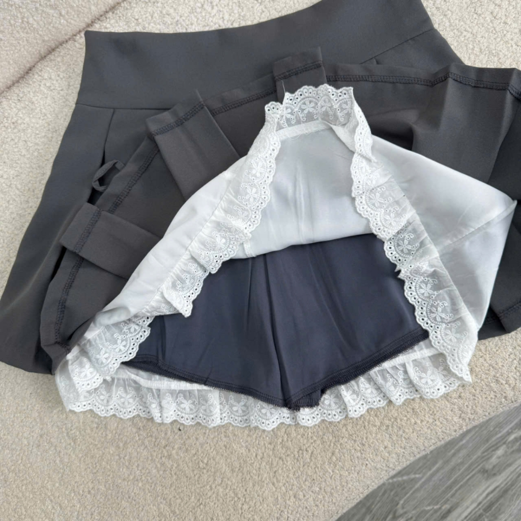 Chân Váy Bigsize Nữ Dáng Xếp Ly Xòe 2 Lớp Phối Ren Dễ Thương Kèm Nơ Đứng Form Cho Chubby CV419 | BigBuy360 - bigbuy360.vn