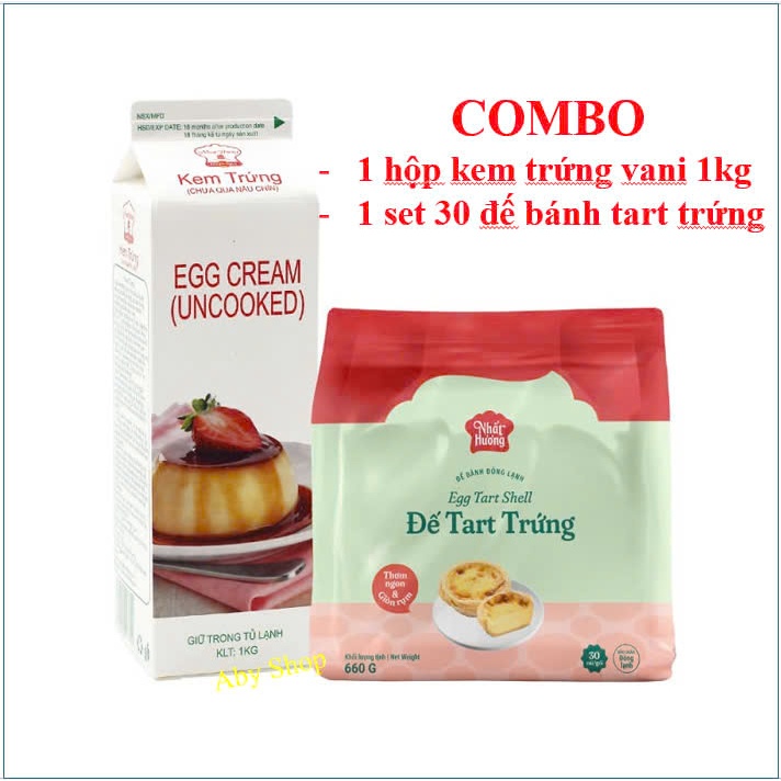 Combo 30đế bánh tart Nhất Hương + kem trứng VANI 1kg, làm bánh tart trứng tiện lợi nhanh chóng