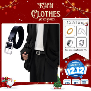 Thắt lưng nam nữ bản nhỏ dây nịt da PU BBelt Kuu Clothes Mặt Chữ B bản 2.3cm, 2.8cm phong cách cá tính  - Dây nịt BBelt