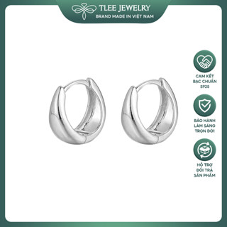 Bông tai bạc TLEE mẫu tròn trơn dáng bầu cá tính TLEE JEWELRY B0336
