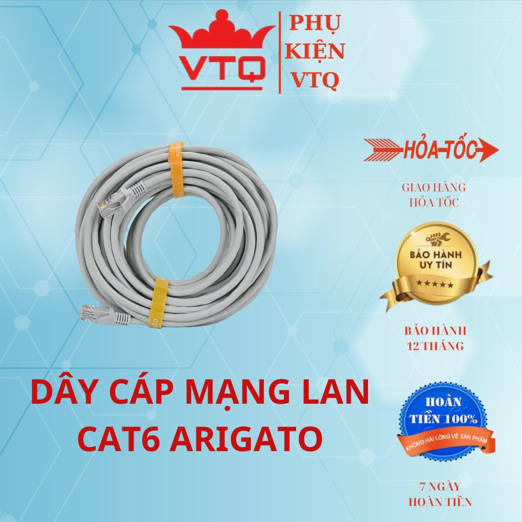 Dây Mạng Cat6 Bấm Sẵn 2 Đầu, Dây Mạng Lan Cat6 ARIGATO 35M,40M,50M Dây Mạng 8 lõi bấm sẵn
