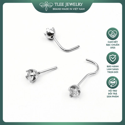 Khuyên bạc TLEE, khoen mũi bạc 925 không han gỉ nụ đá cá tính TLEE JEWELRY B0439