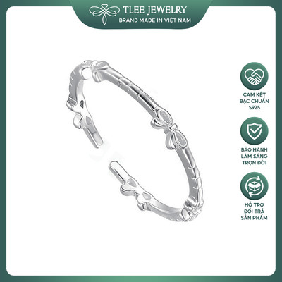 Nhẫn bạc nữ TLEE nhẫn nơ trơn kết nối nhỏ xinh TLEEJEWELRY