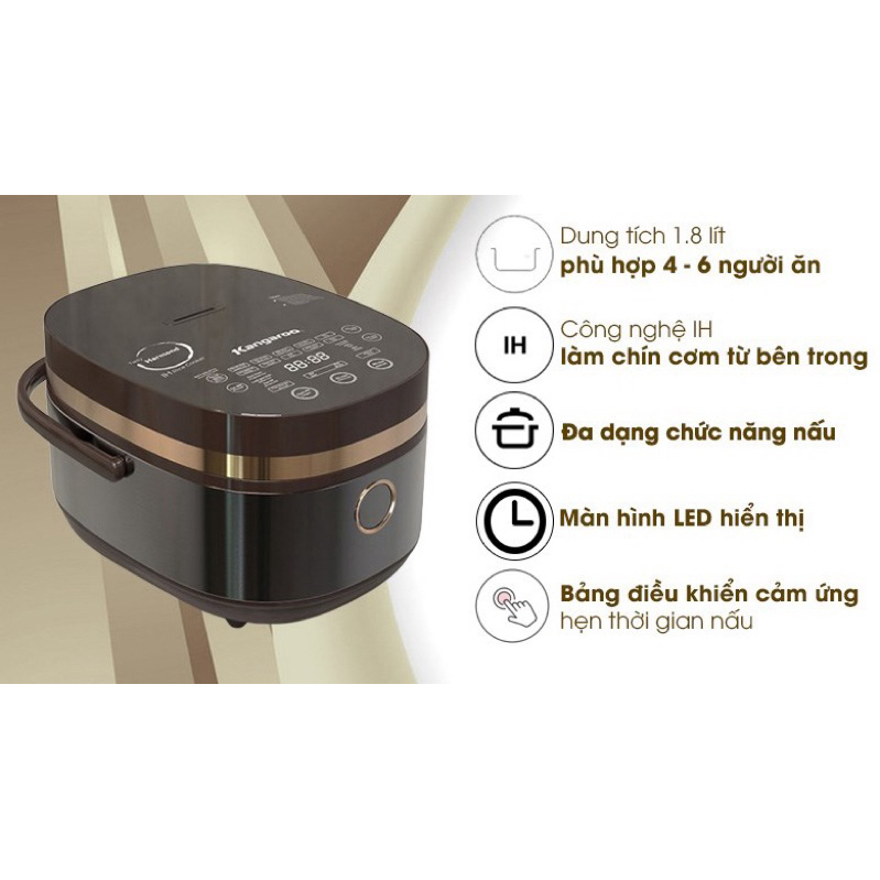 Nồi cơm điện cao tần 1,8L Kangaroo KG599N(BẢO HÀNH 12tháng)