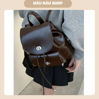  Balo nữ da Pu mini nhỏ kiểu Hàn Quốc nổi bật. Balo nữ thời trang đẹp NÂU NÂU 