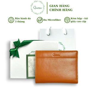  Set quà Bóp nữ cầm tay da màu nâu bò Quesu kèm túi giấy và hộp đựng sang trọng cho mẹ 
