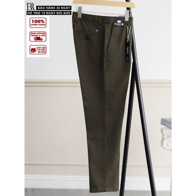 Quần Dài Kaki Nam Rêu Đậm Xếp Ly dày dặn, mềm mịn thoáng mát, chống nhăn, form suông - 1 Bravery