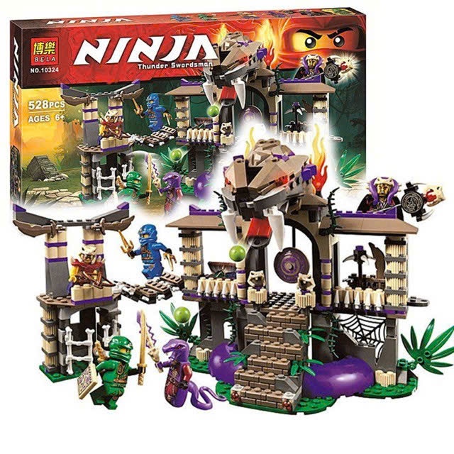 [ Không Hộp ] Đồ Chơi Lắp Ráp Ninjago Minifigues Season 4 Đột nhập Hang rắn khổng lồ- 528pcs