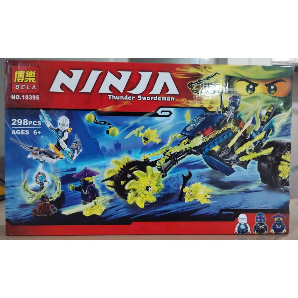 [ Không Hộp ] Đồ Chơi Lắp Ráp Ninjago Minifigues Bela 10395 Siêu xe Xiềng Xích - 298 pcs