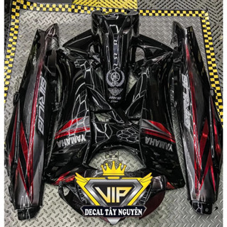 Dàn áo xe Sirius 50/110cc màu đen bóng Nhựa ABS cao cấp Tặng Tem PVC 3 lớp