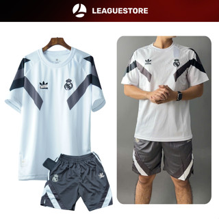 Bộ đá bóng Real Madrid Leaguestore - quần áo thể thao màu trắng mẫu di chuyển quần có túi form âu vải thái