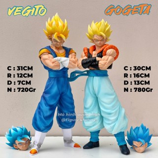 Mô hình Vegito cao 31cm & Gogeta cao 30cm - Vegetto, Gogeta 49 StudioF1 có 2 đầu thay thế Super saiyan và saiyan blue