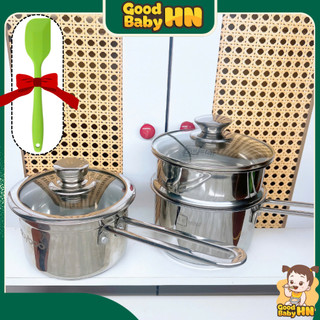   TẶNG PHỚI SILICON  Quánh Inox 430 Nấu Cháo ăn dặm cho bé - E62 