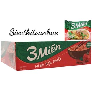   Sẵn Hàng  Thùng 30 gói Mì 3 Miền Mì Bò Sợi Phở   Tôm Chua Cay   Gà Sợi phở  Chay Lá đa 65g 