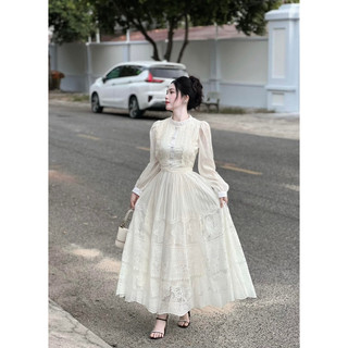  Váy tơ óng dáng dài hai lớp tiểu thư công chúa kín đáo thanh lịch MiuBoutique 2702 