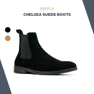 Giày Raffini Chelsea Boot Da Lộn Đen Thiết Kế Thủ Công Tặng Tất Và Túi Đựng Giày