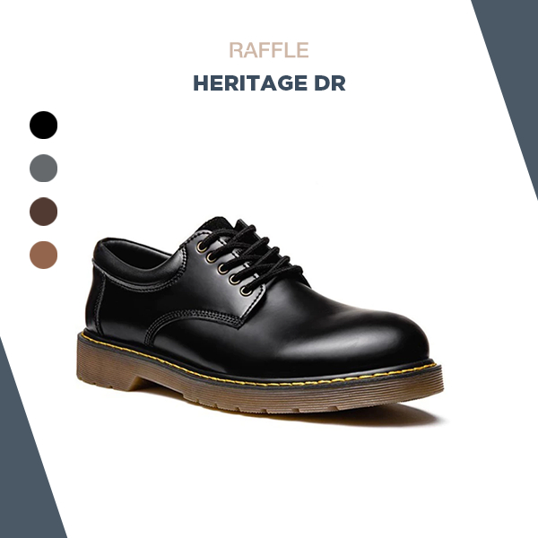 Giày Nam Công Sở Raffini Heritage Doctor Màu Đen Da Bò Thật Thiết Kế Thủ Công