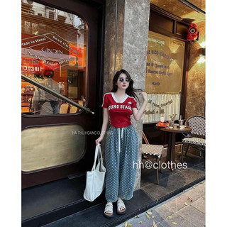 ÁO CROPTOP CỔ TIM VIỀN CỔ IN CHỮ YOUNG STAGE