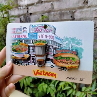  NAM CHÂM DÁN TỦ LẠNH BẰNG GỖ PHỦ POLY CAO CẤP CẢNH MÓN ĂN PHỞ BÁNH MÌ CAFE VIỆT NAM,QUÀ LƯU NIỆM VIỆT NAM 