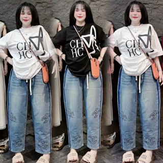 Set Bộ JEAN BIGSIZE HÌNH NƠ Mix Quần BAGGY Hàng Quảng Châu cao cấp, Bộ Đồ JEAN Hottrend mẫu mới nhất lên TOP xu hướng