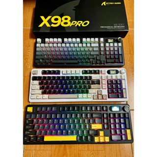 (NEW )Bàn phím cơ không dây Attack Shark X98 PRO / 3 mode/Núm / Màn/ mạch xuôi/ RGB/ FULL STAB