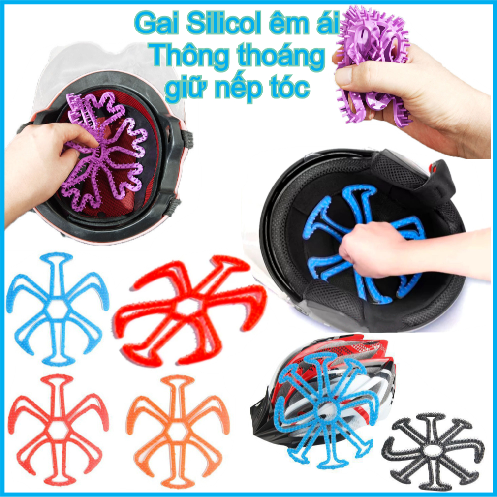Lót mũ nón bảo hiểm Silicon Massage chống xẹp tóc, thông thoáng, chăm sóc bảo vệ da đầu