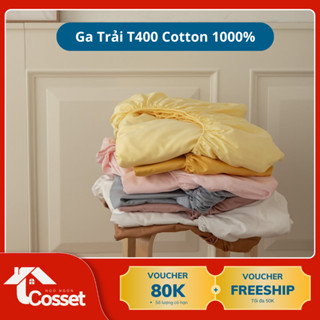 Ga trải giường cotton cao cấp trơn đủ màu bộ drap giường trải ra bọc đệm mát lạnh Cosset SP2