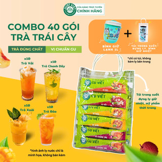  Combo 40 gói Trà Trái Cây và Cà Phê Mix Vị  Đào Xoài Vải Chanh Dây Sữa Sầu Riêng Dừa  