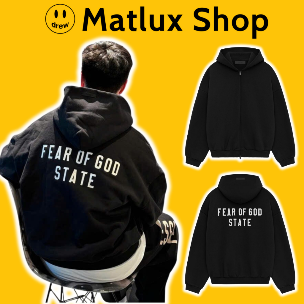 [BEST QUALITY] Áo hoodie zip Fear Of God FOG Essentials State vải nặng chất liệu nỉ bông cao cấp