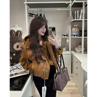 [Về Sẵn] Áo Phao Nâu Cam Phối Nỉ QC