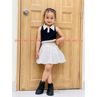 Chân Váy Xếp Ly Màu Trắng Có Quần Chip Trong Cho Bé Gái Mầm Non Đi Học, Diễn Văn Nghệ