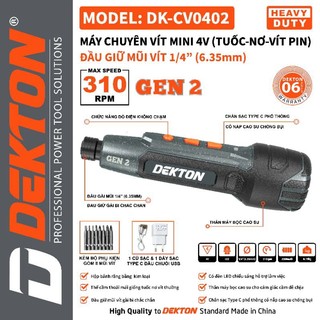 MÁY VẶN VÍT PIN DEKTON DK-CV0402X Gen2 chính hãng