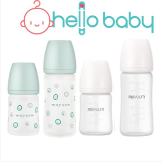 Bình sữa MOYUUM thuỷ tinh tráng Silicon dung tích 150ml/240ml-TẶNG KÈM NÚM