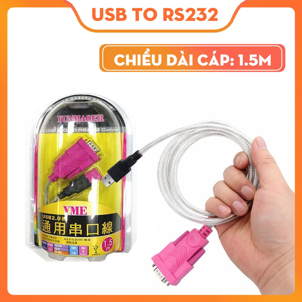 Cáp Chuyển USB Sang COM RS232 DB9 – Dài 1.5M – Hỗ Trợ Thiết Bị Công Nghiệp, Máy CNC, Thiết Bị Cũ