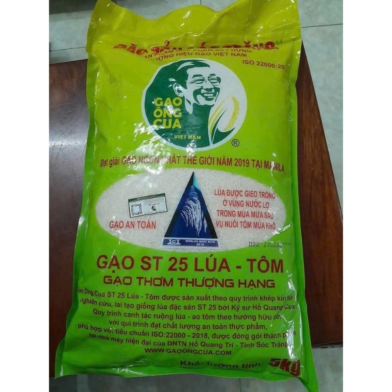 Gạo ST25 ông cua - ĐẶC SẢN SÓC TRĂNG - Gạo ngon nhất thế giới ST25 ông cua có mã QR (túi 5kg)