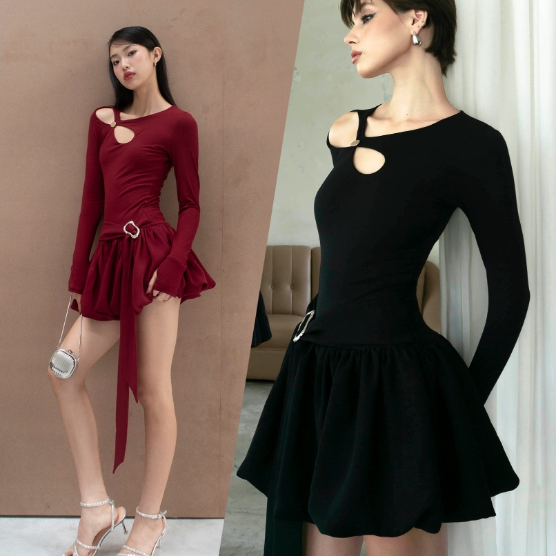 (HÀNG CHÍNH PHẨM) BALLET DRESS - D1 – Confi | Đầm thun tay dài ôm body, khoét vai gợi cảm.