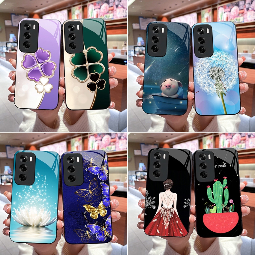 Ốp Lưng OPPO RENO 12 5G, RENO 12 PRO 5G Lưng kính bóng, Thiết kế thời trang