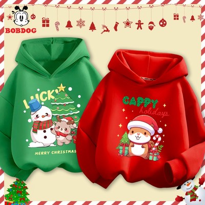 Áo hoodie bé trai BOBDOG, áo khoác Merry Christmas bé trai vải nỉ da cá in hình NOEL cute dễ thương